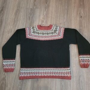 GAP Black and Red Patterned Turtleneck Sweater